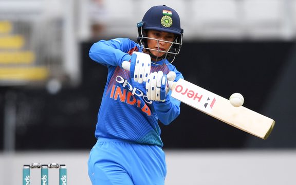 Smriti Mandhana.  New Zealand White Ferns v India. Women's Twenty20 International cricket. 2nd T20. Eden Park, Auckland, New Zealand. Friday 8 February 2019.  © Copyright photo: Andrew Cornaga / www.photosport.nz
