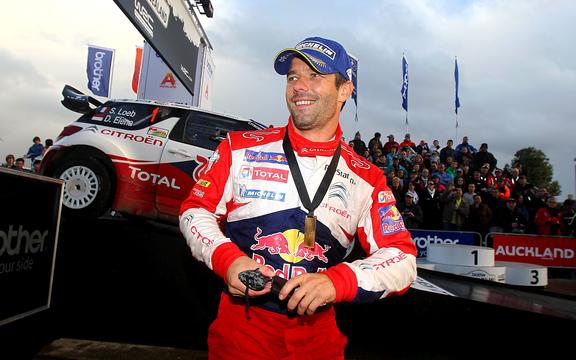 Sebastien Loeb all smiles after winning 2012 Rally New Zealand. 