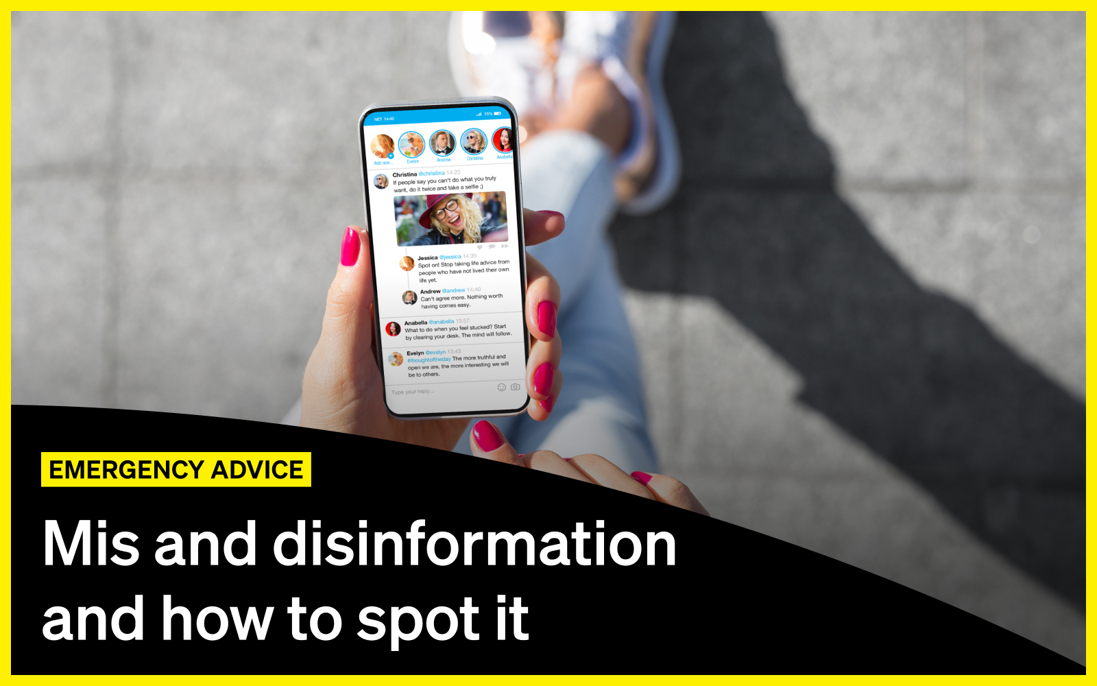 Tile for how to spot misinformation and disinformation - emergency advice guide