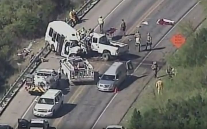 Thirteen people are dead after a bus collided head-on with a utility truck in southern Texas. 
