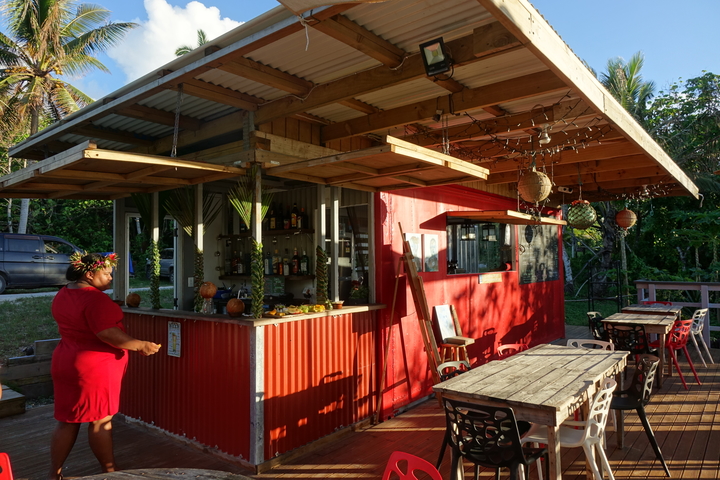 A container has been turned into a cafe on Niue