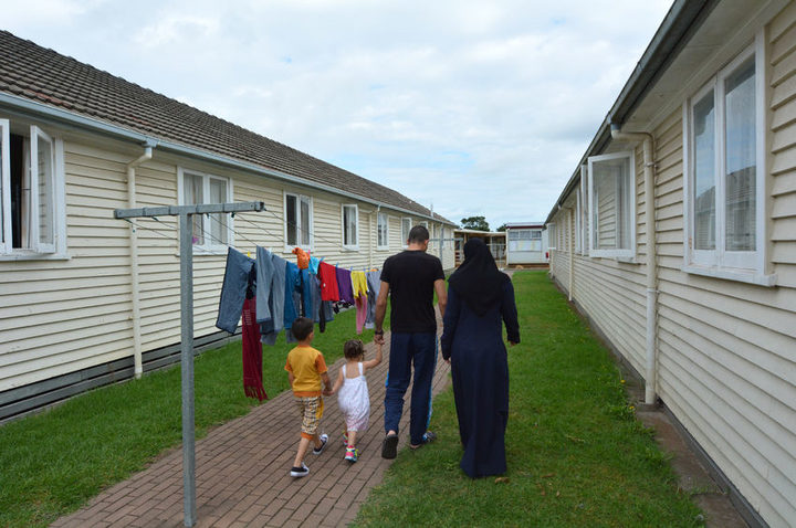 A Syrian refugee family at the Mangere Refugee Resettlement Centre.