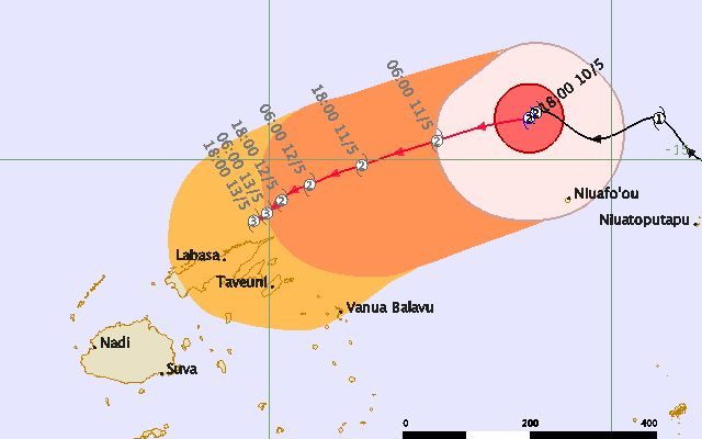 Tropical cyclone threat map for Ella.