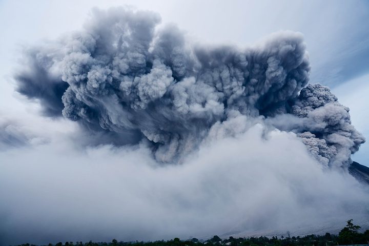 During an eruption, volcanoes can spit out all sorts of stuff, from molten lava to flying rocks, as well as ash. 