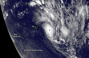 Cyclone Ian over the Tonga islands on Saturday.