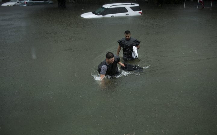 Flooded streets in Galveston, Texas