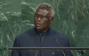 Solomon Islands Manasseh Sogavare at the UN General Assembly, 2017.