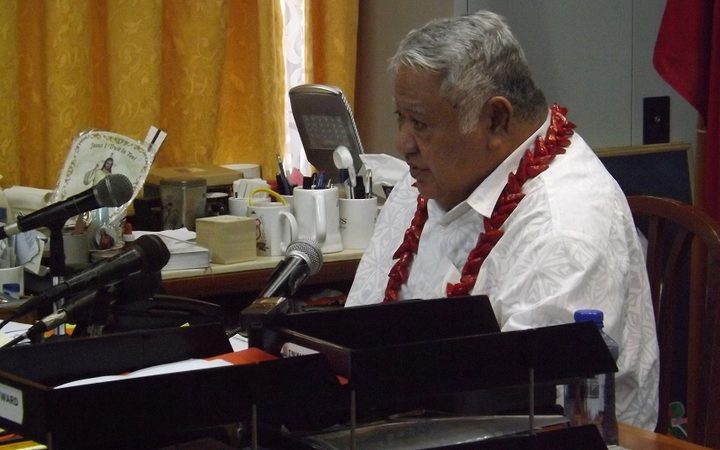 Samoa Prime Minister Tuilaepa Sailele Malielegaoi conducting his weekly radio address.
