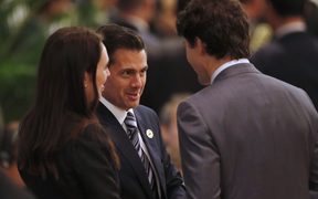 At the APEC summit in Danang (from left) Prime Minister Jacinda Ardern, Mexico's President Enrique Pena Nieto, and Canada's Prime Minister Justin Trudeau.