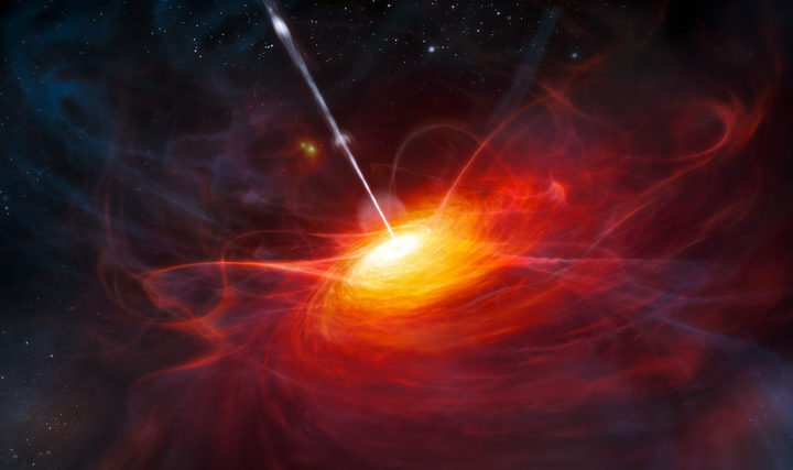 Artist's visualisation of a quasar and accretion disk.