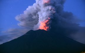 Mount Agung erupts.