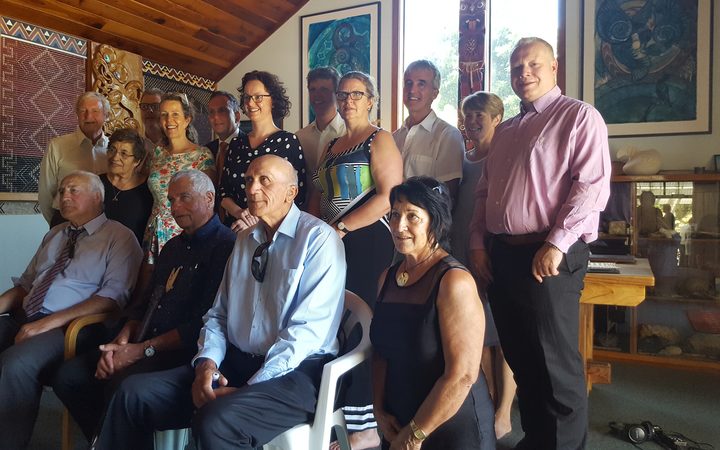 Delegation of officials from the Netherlands with Manawhanua ki Mohua and Kaumatua at the Onetahua Marae in Pohara, Golden Bay.