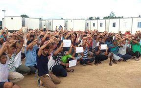 Manus Island refugees protest at West Lorengau Haus.