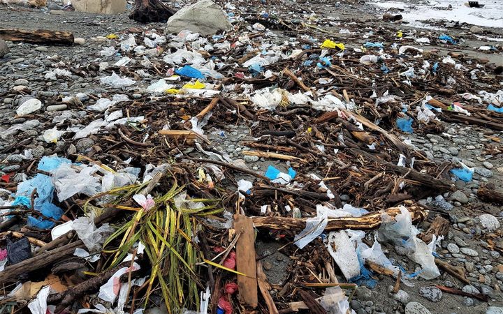 Tens of thousands of plastic bags have been unearthed on a West Coast beach.