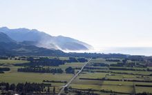 An aerial view of the Kaikoura coastline.