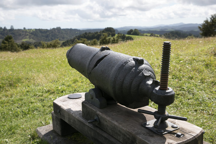 A British cannon at Ruapekapeka.