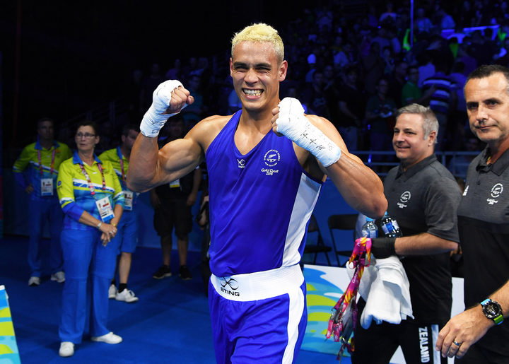 New Zealand's David Nyika after defeating Australia's Jason Whateley in the Men's Heavy 91kg boxing final at Oxenford Studios. 2018 Commonwealth Games, Gold Coast, Australia. Saturday 14 April 2018. © Copyright photo: Andrew Cornaga / www.photosport.nz