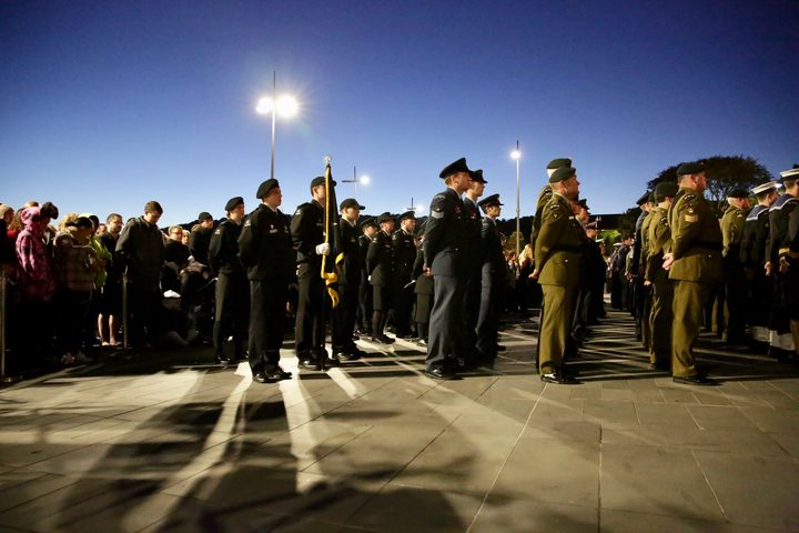 Troops gathered at the Dawn Service in Wellington. 