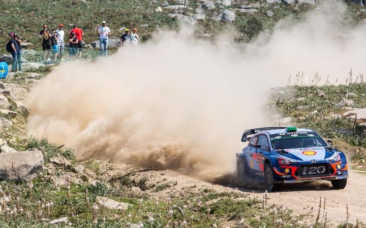 Hayden Paddon competing in the Rally of Portugal before his crash.
