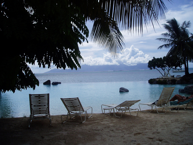 240414. Photo RNZ. Tahiti beach, French Polynesia, Faa'a, Parkroyal, Intercontinental Hotel, Moorea