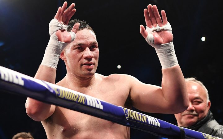 Joseph Parker waves to his supporters as he leaves the ring after his fight against Anthony Joshua in March.