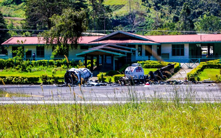 The remains of an Air Niugini airplane, destroyed by an angry mob at Mendi airport in June, have now been moved off the runway.
