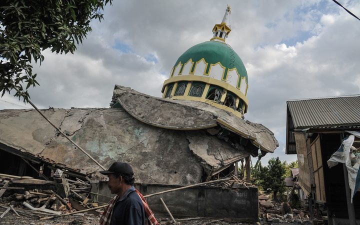 A Mosque damaged by an earthquake at Bayan in Lombok, Indonesia on August 11, 2018. 