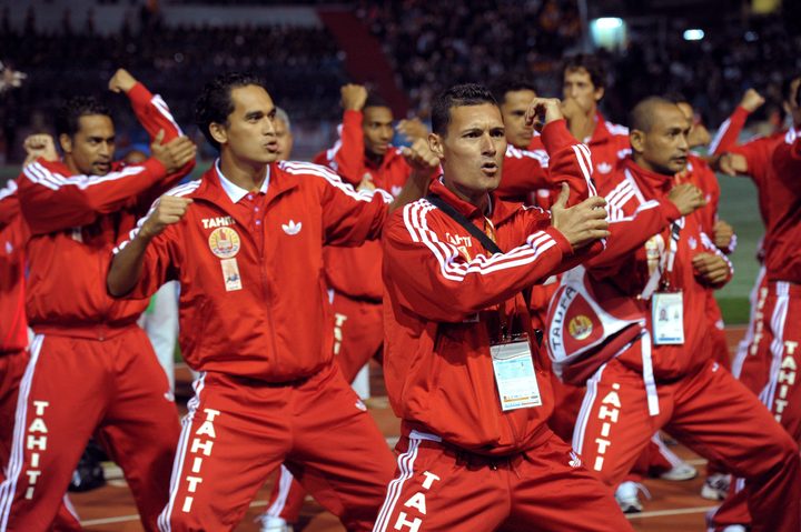 Athletes from Tahiti during the opening ceremony of the 2011 Pacific Games in New Caledonia.