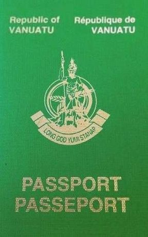 The cover of the Vanuatu passport.