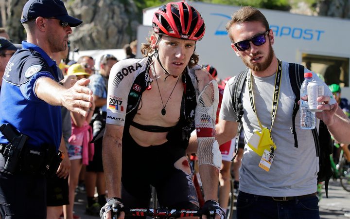 A patched up Shane Archbold after a crash during the 2016 Tour de France. 