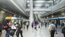 An artist's impression of an underground station on the City Rail Link, which will be built under QE2 Square.