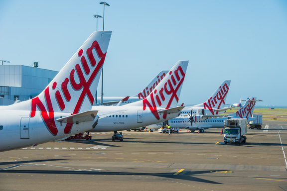 Virgin Australia fleet at Sydney Domestic Airport.