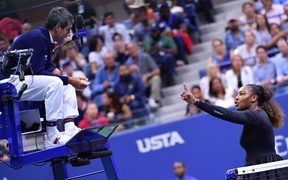 Serena Williams argues with umpire Carlos Ramos during the final of the U.S. Open.