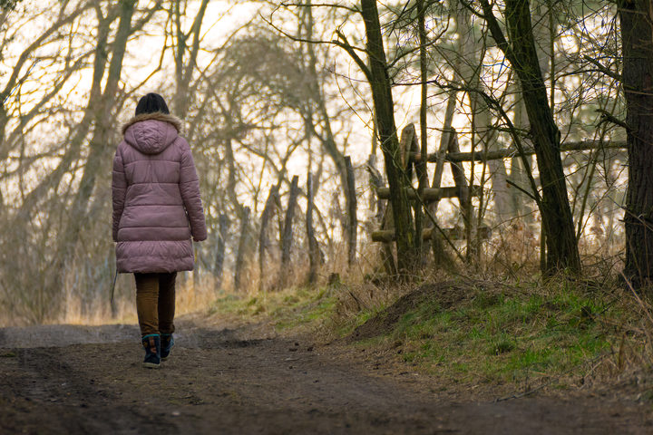 lonely woman on the way