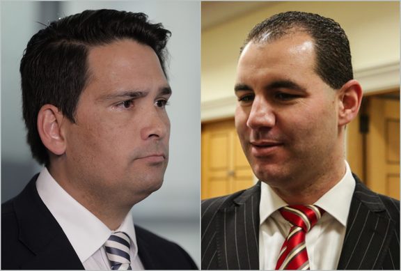 National Party Leader Simon Bridges and National MP Jami-Lee Ross.