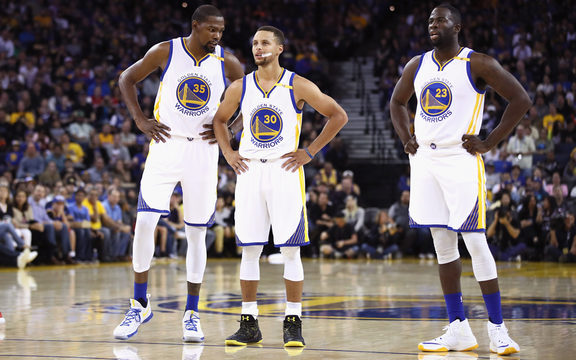 Kevin Durant, Steph Curry and Draymond Green.