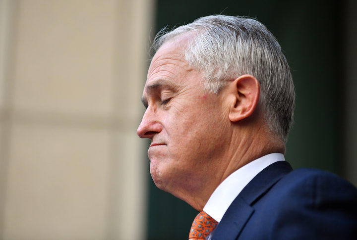 Australia's outgoing Prime Minister Malcolm Turnbull speaks at a press conference in Canberra after Scott Morrison was sworn in as the new leader.