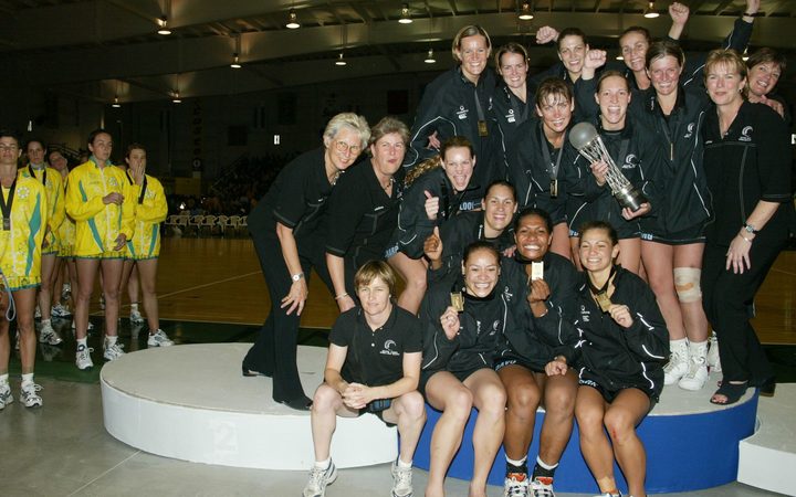 New Zealand winning 2003 Netball World Cup after defeating Australia in the final 49-47