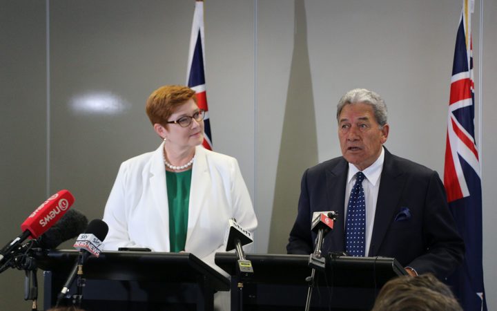 Australia's Minister for Foreign Affair Marise Payne and her New Zealand counterpart Winston Peters