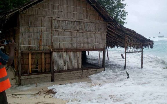 On Rah Island, in Vanuatu's Torba province, swells whipped up by Cyclone Oma rushed  as far as 50 metres inland, according to the Red Cross. 