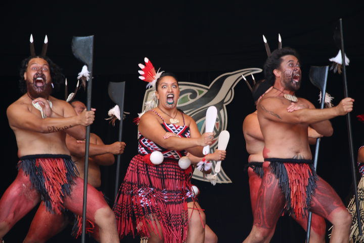 Nga Tumanako performing on the morning of day 3 of Te Matatini, the national kapa haka festival. 