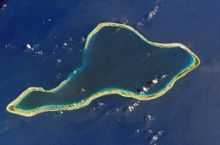 A satellite image of Mururoa atoll, French Polynesia