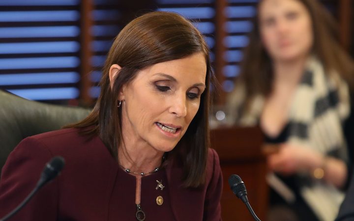Senator Martha McSally speaking at a Senate Armed Service Committee hearing on sex assaults in the military.