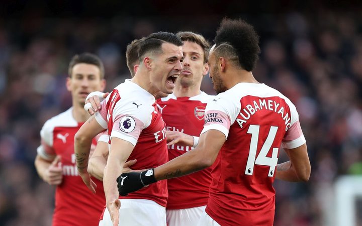 Granit Xhaka of Arsenal celebrates.