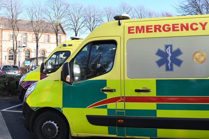 Ambulances seen outside St. James's Hospital in Dublin. 
