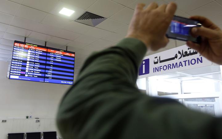 Mitiga International Airport in Libya's capital Tripoli following an air strike on 8 April.