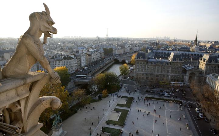 Stryge Chimera overlooking the city, Notre Dame de Paris