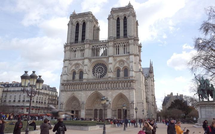 Gothic towers at Notre Dame in Paris