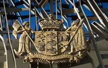 The NZ Coat of Arms on the Supreme Court building in Wellington.