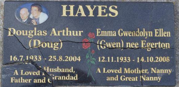 The plaque remembering Doug and Emma Hayes.